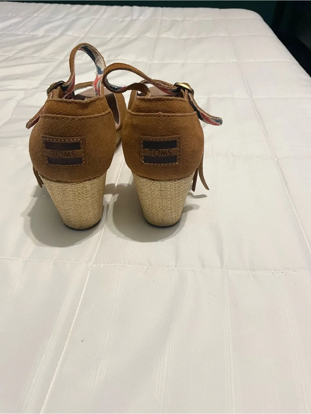 Tom’s Brown Suede Basket Weave Summer Wedges